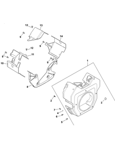 Kohler Blower Housing And Baffles Diagram and Parts List for 467 4X4-1B027G-1B028G-37ACD710-After Cub Cadet Lawn Tractor Accessories